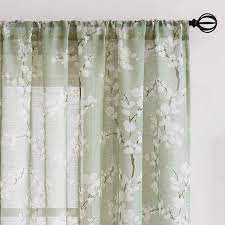 These contemporary curtains feature the beautiful colors of coral and white. Amazon Com Fmfunctex Flax Blend Sheer Curtains For Living Room Vintage White Floral Printing Drapes On Flax Blend Sheers For Bedroom Windows Sage 96 Long Rod Pocket 2 Pc Home Kitchen