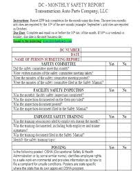 Monthly Health And Safety Report Template 2 Templates Example Templates Example