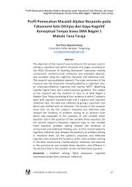 Kapan jadwal pendaftaran ppdb sma smkn kab tana toraja provinsi sulsel tahun 2020 saat ini pemerintah kab tana toraja memfasilitasi warganya untuk melakukan pendaftaran penerimaan masa pengenalan lingkungan sekolah. Pdf Profil Pemecahan Masalah Aljabar Berpandu Pada Taksonomi Solo Ditinjau Dari Gaya Kognitif Konseptual Tempo Siswa Sma Negeri 1 Makale Tana Toraja A Profile Of Guided Algebra Problem Solving Using The Solo