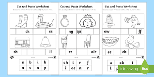 phase 2 and 3 sounds cut and paste worksheet cvc words cut and paste