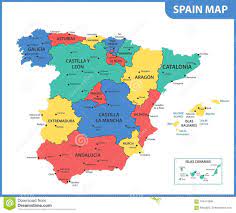 O país está dividido em regiões independentes. O Mapa Detalhado Da Espanha Com Regioes Ou Estados E Cidades Capitais Ilustracao Do Vetor Ilustracao De Madri Topografia 105414906