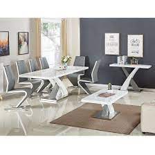 Axara Extendable Dining Table In White With 6 Summer Grey Chairs Furniture In Fashion Extendable Dining Table Contemporary Dining Room Chair Dining Table