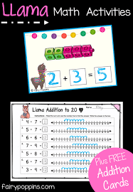 Llama Addition Activities Fairy Poppins Kindergarten Math Activities Math Activities Kindergarten Printables Math Activities