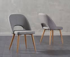 This wood chair features a sleek espresso brown finish that complements the light fabric upholstery. Mark Harris Halle Grey Fabric Dining Chair Pair Cfs Furniture Uk