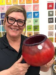This is a pine needle rimmed gourd bowl, created by Joni. This is a dying  Art. Learn how to make one! We have 2 spots left for Joni's ArtRAGEOUS!  Retreat sign up