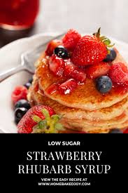 Use a funnel and add the hot syrup to a container and set it on the counter until it fully cools down. Delicious Low Sugar Strawberry Rhubarb Syrup Recipe Home Baked Joy Recipe Strawberry Syrup Recipes Rhubarb Recipes Blueberry Syrup Recipe