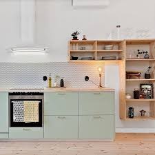 mint green and wood kitchen design