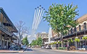 The Blue Angels Fly Over Downtown Downtown Pensacola Street View