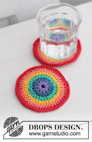 Convert a pattern for crochet into a knitting pattern. Rainbow Coaster Drops Extra 0 1486 Free Crochet Patterns By Drops Design