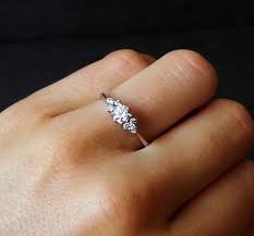 Skinny Thin Trilogy Diamond Engagement Ring Diamond Ring Classic Elegant Engagement Minimalist Engagement Ring Elegant Engagement Rings Simple Engagement Rings