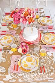 Green stands for the rebirth of nature after the long winter. Cheery Birthday Table Setting Southern Living