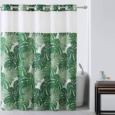 Palm Leaf Hookless Shower Curtain Includes Snap On Off Replaceable Liner Hookless Shower Curtain Green Shower Curtains Tree Shower Curtains