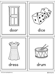 Letter D Words And Pictures Printable Cards Door Dice Dress Drum Alphabet Word Wall Cards Abc Coloring Pages Preschool Color Activities