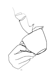Black And White Line Art Pinterest Minimal Woman Drinking Coffee Tea Art One Line Art Modern Art Black And White Art White Background 3 In 2020 Tea Art Line Art Line Art Drawings