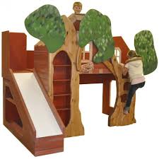 New kids bed tent twin size treehouse tree house play stretch over mattress fun. Treehouse Theme Bed With Slide