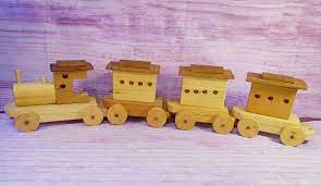Wooden Railroad Train Cars Engine Wood Handmade Unpainted Hook Together Lot Of 4 Unbranded In 2021 Handmade Wooden Toy Cars Train Car