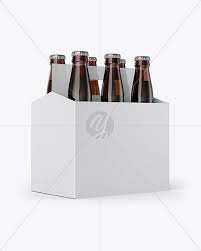 6 Pack Amber Bottle Carrier Mockup Half Side View In Bottle Mockups On Yellow Images Object Mockups Amber Bottles Bottle Carrier Amber Beer