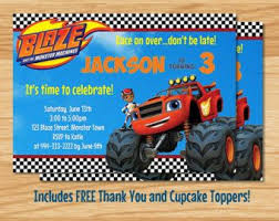 Can be printed on photo paper or card stock at home or at most photo labs. Blaze And The Monster Machines Invitation Choose From 4 Designs With Optional Photo Insert Printable Di Blaze Birthday Blaze Birthday Invitations Blaze Party