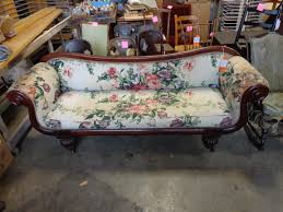 Antique victorian sofa with carved wood details. Antique Victorian Sofa Gomillion Furniture Services Inc