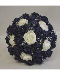 Customizable checklist · add gifts from any store Navy Blue Opposites Attract Coloured Rose Bridal Bouquet Of Roses With Ivory Or White Rose Accent Rose Bridal Bouquet Bridal Bouquet Bouquet Design