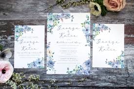 Rustic Blue Floral Wedding Invitation Dusky Blue Wedding Etsy Floral Wedding Invitations Blue Wedding Invitations Dusky Blue Wedding