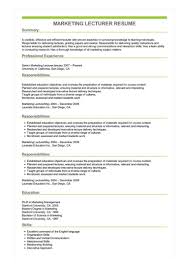 Marketing Lecturer Resume Example