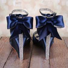 Scarpe da sposa con plateau in pizzo e fiori farfalla femminile. Scarpe Da Sposa Blu Navy Blu Navy Nuziale Tacchi Scarpe Da Etsy