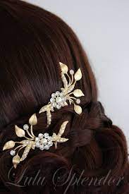 Wedding Hair Comb Set Matt Gold Leaves Bridal Hair Accessory Comb Pair Asher Comb Set Hair Comb Accessories Bridal Hair Accessories Hair Accessories