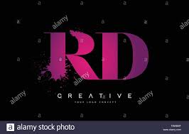 Purple Pink Rd R D Letter Logo Design With Ink Watercolor