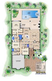 Spanish style homes and spanish style home photos. Spanish House Plan 1 Story Coastal Spanish Style Home Floor Plan Narrow Lot House Plans Florida House Plans Mediterranean House Plans