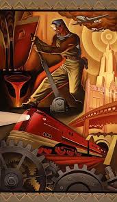 347 600 Pixels Huhn Unknown Worker Art Deco Posters Art Deco Illustration Vintage Poster Art