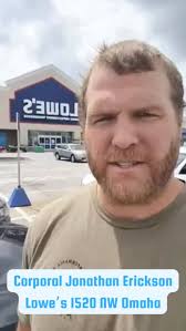 A big thank you to Corporal Jonathan Erickson for stopping by  @loweshomeimprovement store #1520 in Omaha to pick up some hardware and  round up for charity to help support our mission! 🇺🇸🔧, Jonathan, ...