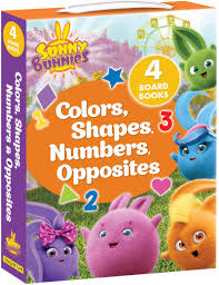Not sure how to incorporate coloring pages into your time? Amazon Com Sunny Bunnies Colors Shapes Numbers Opposites 4 Board Books Us Edition 9782898022777 Digital Light Studio Llc Crackboom Books Books