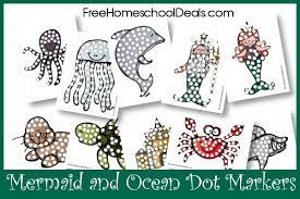 Free prewriting dot marker printables | 3 dinosaurs. Free Mermaid And Ocean Dot Marker Printables