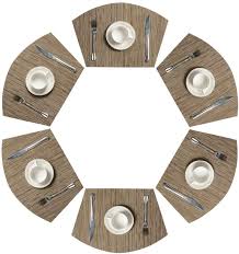 Amazon Com Pauwer Set Of 6 Wedge Placemats For Round Dining Table Woven Vinyl Washable Plastic Round Table Placemats Placemats For Round Table Table Mats Mats