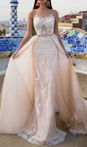 2017 Custom Made Champagne Chiffon Wedding Dress Lace Appliques See Through Bridal Dress Chiffon Det Applique Wedding Dress Wedding Dress Champagne Bride Gowns