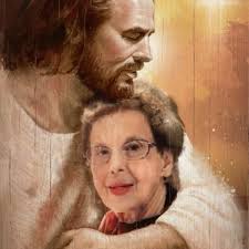 Safe in God Hand Canvas, Loss of Father Gift Art, Portrait With Jesus  Canvas, , Father Memorial Gift, Mother Memorial Gift, Mother's Day