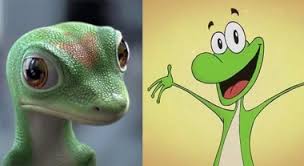 In this geico spot, the gecko talks (tries to talk) to a gorilla, who isn't happy to be bothered. The Geico Gecko Does Not Like Being Called A Cartoon
