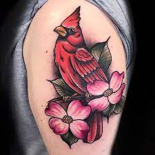 Cardinal And Some Dogwood Flowers Tattoo Tattoos Traditional Traditionaltattoos Neotraditional Neotraditionaltat Cardinal Tattoos Tattoos Dogwood Tattoo