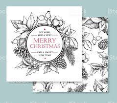 Vector Merry Christmas And Happy New Year Hand Drawn Card Royalty Free Stock Vector Art