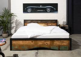 180x200 cm und 200x200 cm an. Bett Mit Bettkasten Altholz 200x200 Mehrfarbig Lackiert Industrial 112