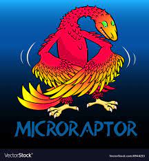 Microraptor cute character dinosaurs Royalty Free Vector