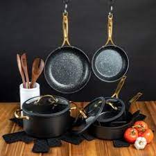 Thyme Table Non Stick 12 Piece Gold Pots And Pans Cookware Set
