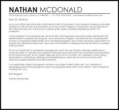 Education Program Coordinator Cover Letter Sample Cover Letter Templates Examples