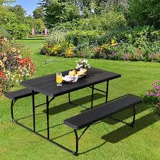 I love that clamping trick! Buy Giantex Folding Picnic Table Bench Set Outdoor Dining Table Set Large Camping Table For Patio Deck Lawn Garden Backyard Poolside Portable Picnic Tables Weather Resistant Metal Frame Black Online In Vietnam