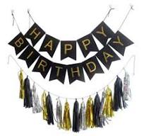 Gold Stamping Fish Tail Flag Banner Happy Birthday Letters Christmas Pull  Flag Party Decoration Paper for Birthday Christmas