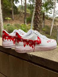 Dripping Rouge Louis Vuitton X Supreme Nike Air Force Ones Chaussures Sur Mesure Nike Shoes Air Force Nike Shoes Women Nike Air Shoes