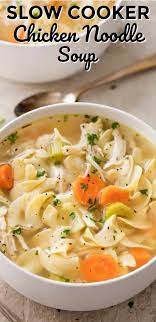 Soul Warming And Hearty This Crockpot Chicken Noodle Soup Is A Homemade Slow Cooker Chicken Noodle Soup Chicken Noodle Soup Easy Chicken Noodle Soup Crock Pot