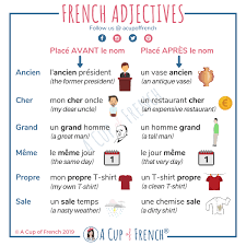 A Cup Of French Blog Learn French With The Blog A Cup Of French Basic French Words French Adjectives French Language Lessons