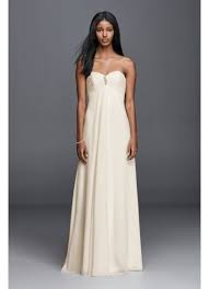 All girls want to pick at least one of the latest trend to make them confident to be the bridesmaid in certain weddings. Strapless Chiffon Aline Wedding Dress With Brooch David S Bridal
